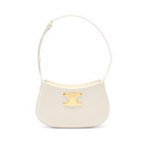 Celine Tilly Triomphe Shoulder Bag Leather White - Picture 1 of 4